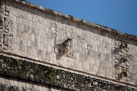 Detailed view of the historic Temple of Warriors at Chichen Itza, Yukatan Mexico.