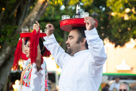 Valladolid, Mexico; 1st November 2025: Yucatan dancers perform traditional Charola dance with...