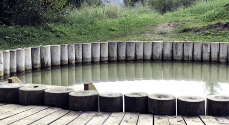 Therapy balneo bath in the middle of nature, wood, waterの写真素材