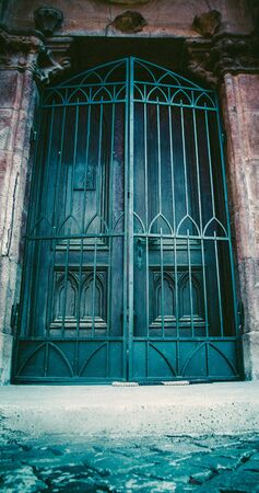 Vintage doors of an old building, early 1900sの写真素材