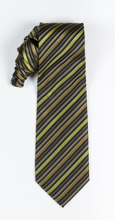 Green modern cotton office necktie with diagonal stripesの写真素材