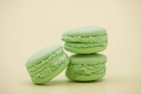 cookies green color of the round form on a light green backgroundの写真素材