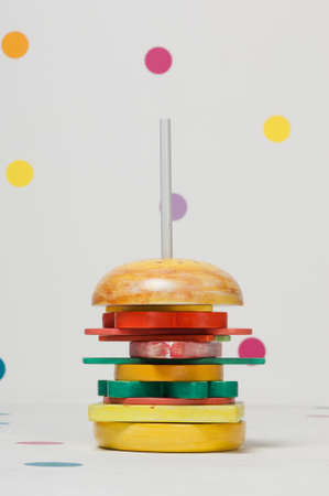children's toy pyramid puzzle designer burgerの写真素材