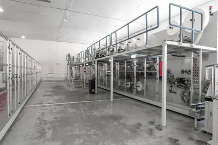 Industrial factory plant for the production of paper packagingの写真素材