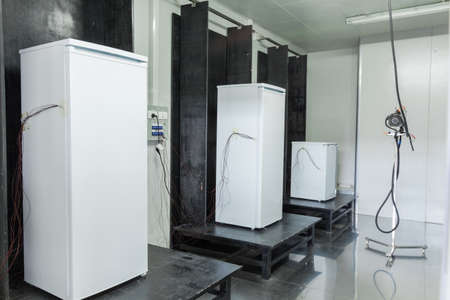 at the factory final inspection  of refrigeratorsの写真素材