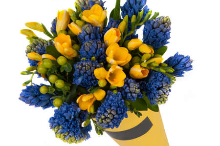 crocus flowers in a bouquet on a white background closeup. Valentine's Dayの写真素材
