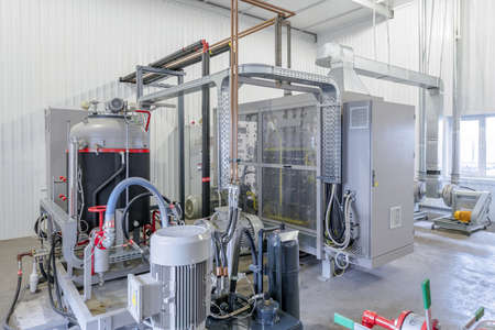 workshop with containers and tanks for the production of polyurethane. polyurethane technologyの写真素材