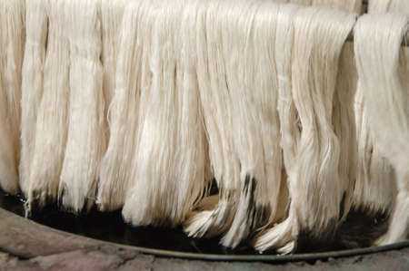 painting threads and yarns. dyeing of finished yarnの写真素材