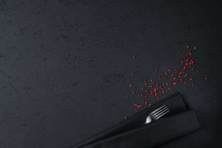 wooden fast food background black, top viewの写真素材