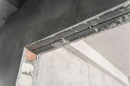 close-up, doorway jamb with plastered walls