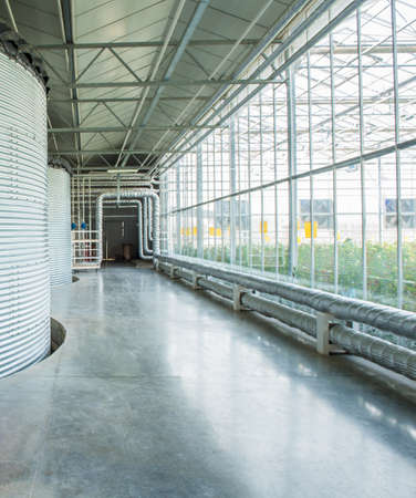 the pipeline and water tank in the greenhouse industryの写真素材