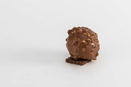 one chocolate cake on white background, isolatedの写真素材