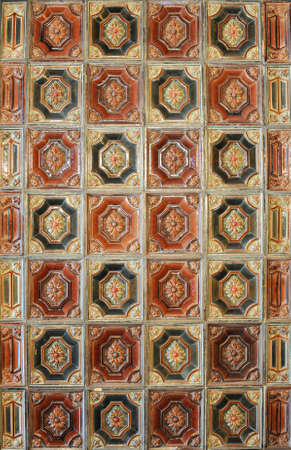 asian old ceramic mosaic. elements of oriental ornament on ceramic tiles
