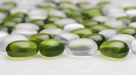 artificial round stones of green and white color. imitation pebblesの写真素材