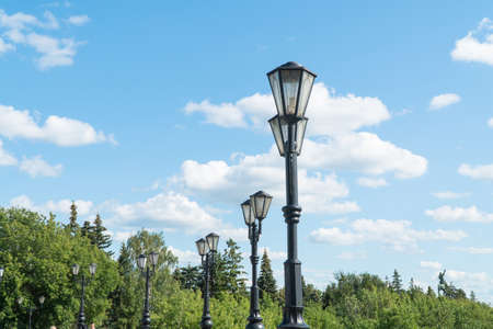 lamppost against the sky in the Parkの写真素材