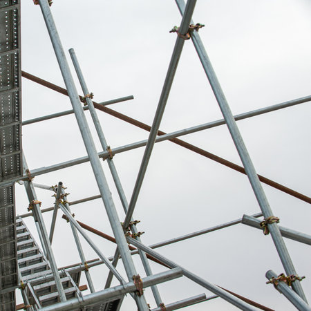 A scaffolding structure in construction site