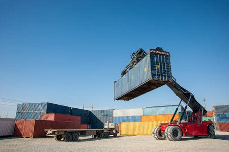 A kalmar container handler in a working processの写真素材