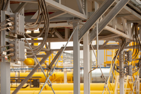 An oil and gas construction site in detail