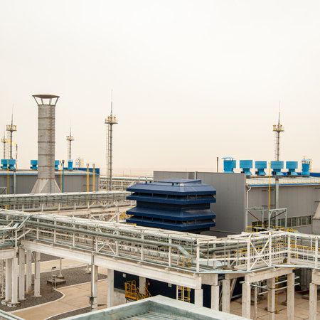 An oil and gas engineering and industrial construction. panorama of the factory