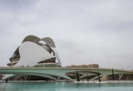Auditorium and bridge(Palau de las artes) in the City of Arts and Science, Valencia, Spain.のeditorial素材