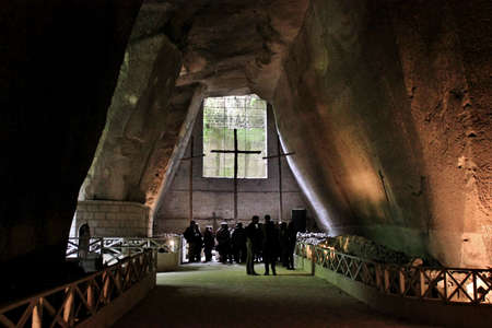 Fontanel cemetery, old tufa quarry converted into an ossuary in Naples, Italy.のeditorial素材