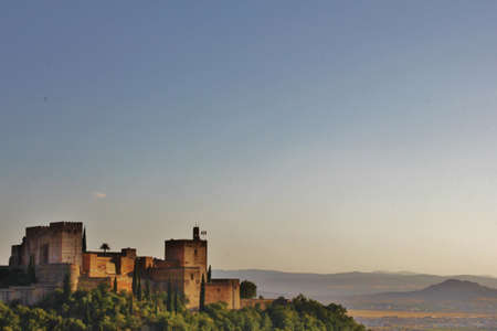 Ancient arabic fortress of Alhambra, a biggest monument of Granada, Spain
