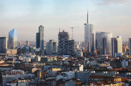 Milan Italy, aeral view of new business disctict of Porta Genova and Gae aulenti sqareのeditorial素材