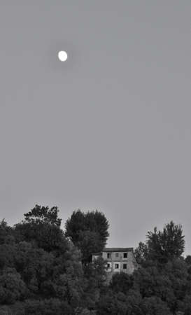 View of abbandonade house in the forest near Generalife, Granada, Spain. Near city centre.の写真素材