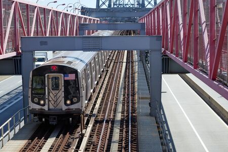 Photo of new york subway in the Brooklyn bridgeの写真素材