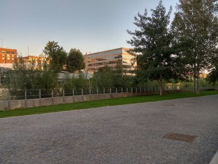 Photo of a park near the river of Madridの写真素材