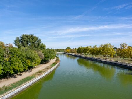 Photo of a river in a park of Madridの写真素材