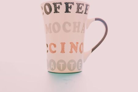 Photo of a cup of coffee from a low angle viewの写真素材