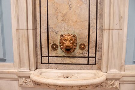 Photo of a lion tap in a bathroom in the city of New Yorkの写真素材