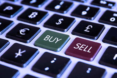 Sell ??Buy Computer Keyboard with Forex Currenciesの写真素材