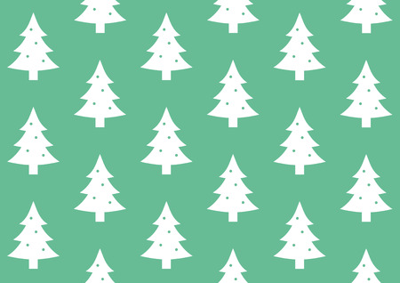 Gift Wrap Christmas Tree on Green Background Patternの写真素材