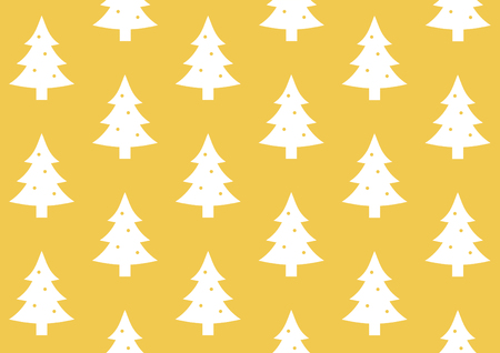 Gift Wrap Christmas Tree on Golden Background Patternの写真素材