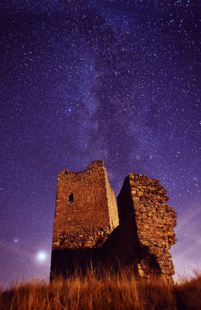 a with the milky way in the backgroundの写真素材
