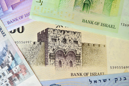 some bank notes from israelの写真素材