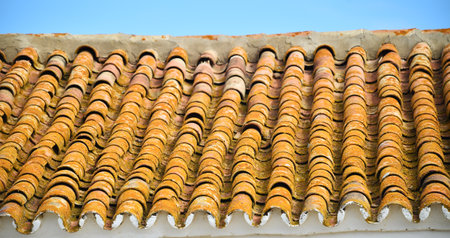 Roof tiles in the old town of Lisbon, Portugalの写真素材