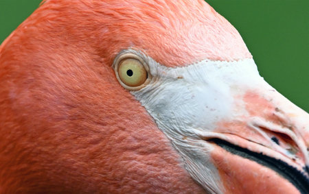 Close up of the head of a pink flamingo (Phoenicopterus ruber)の写真素材