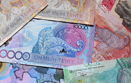 some current banknotes from Kazakhstan (asia)の写真素材