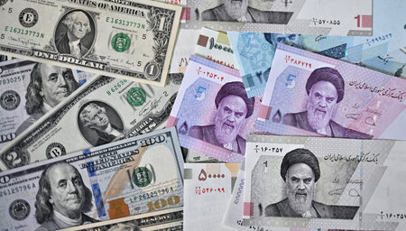 current banknotes from Iran and the United States
