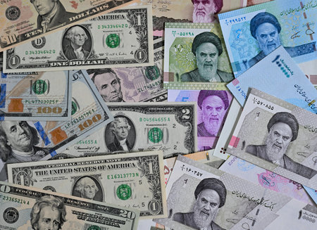 current banknotes from Iran and the United States