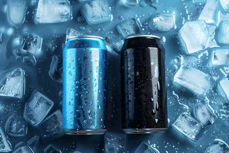 Metallic mockup of blank black and blue chilled iced cold. Generate AIの素材