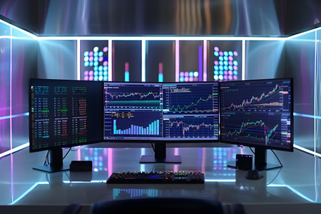 Professional trading or financial portfolio management and planning for business performance growth, mobile app and screens chart analysis. Generate AIの素材