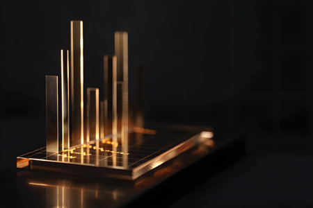 Isolated infographic stock market chart award in gold and black color. Generate AIの素材