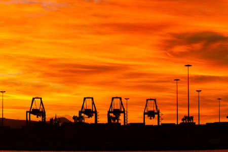 Wonderful sunset in Las Palmas portの写真素材