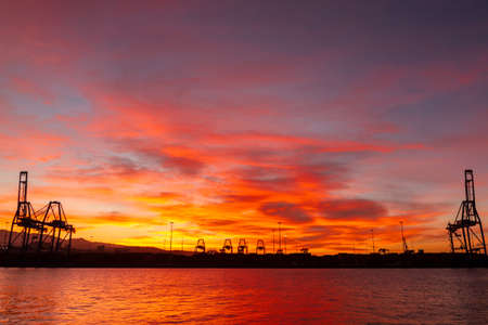 Wonderful sunset in Las Palmas portの写真素材