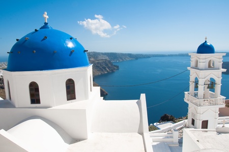 Domes of churches in Oia on Santorini, Cyclades, Greeceのeditorial素材