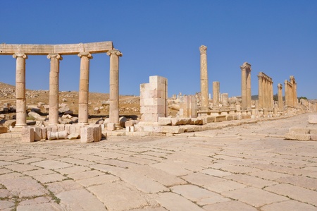 The Cardo Colonnaded Street and Oval Plaza, Jerash (Jordan)の写真素材